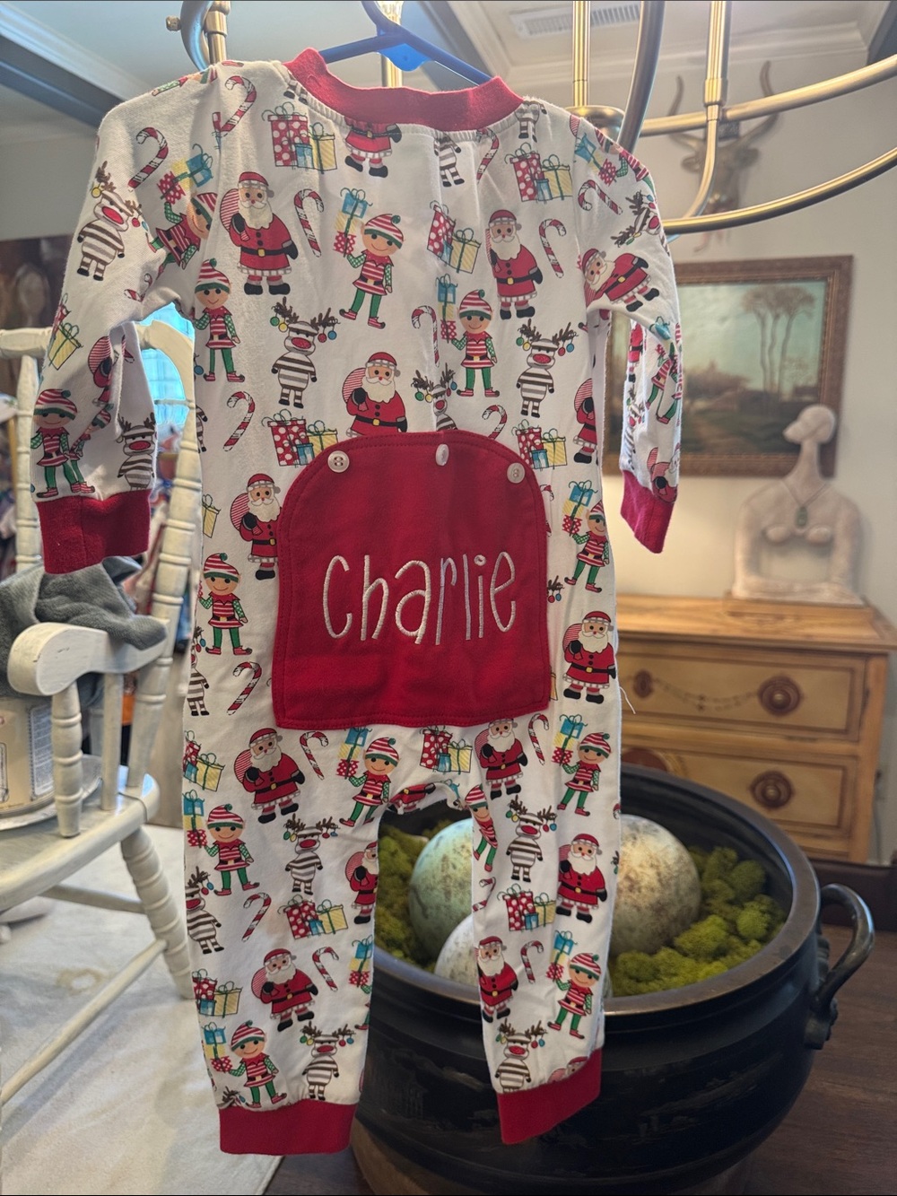 TC Red & White Christmas Santa and Elf One-Piece Footie “Charlie”